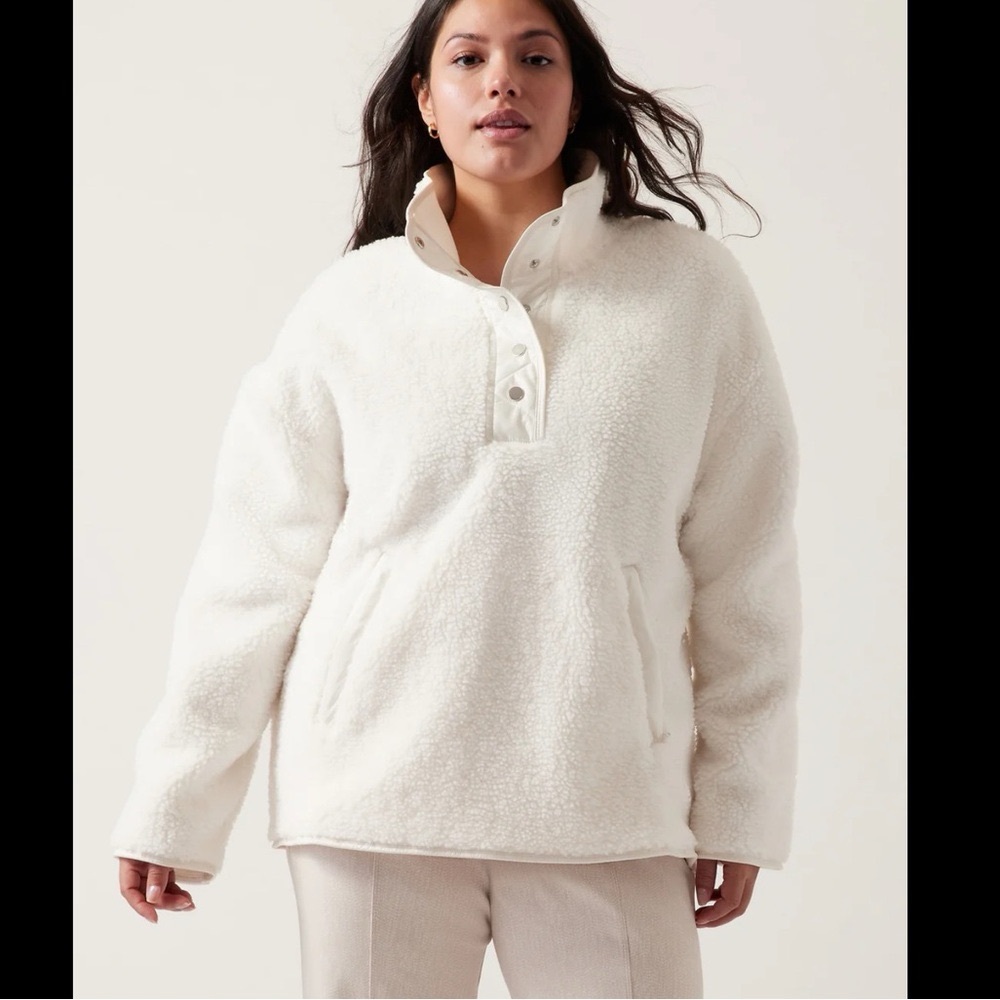 Athleta Cozy Sherpa Snap Sweatshirt (S)